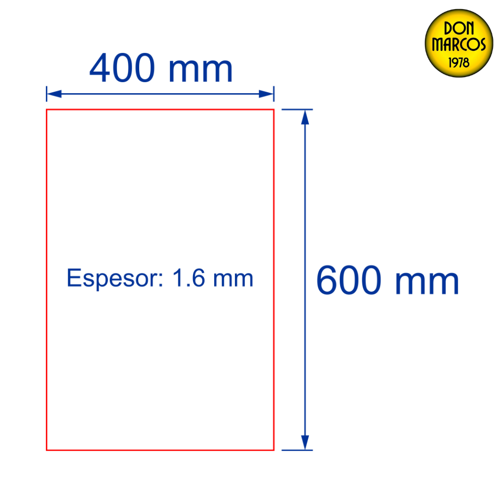 Lámina Lasermax (400 x 600 x 1.6mm) Mate Plateado / Negro