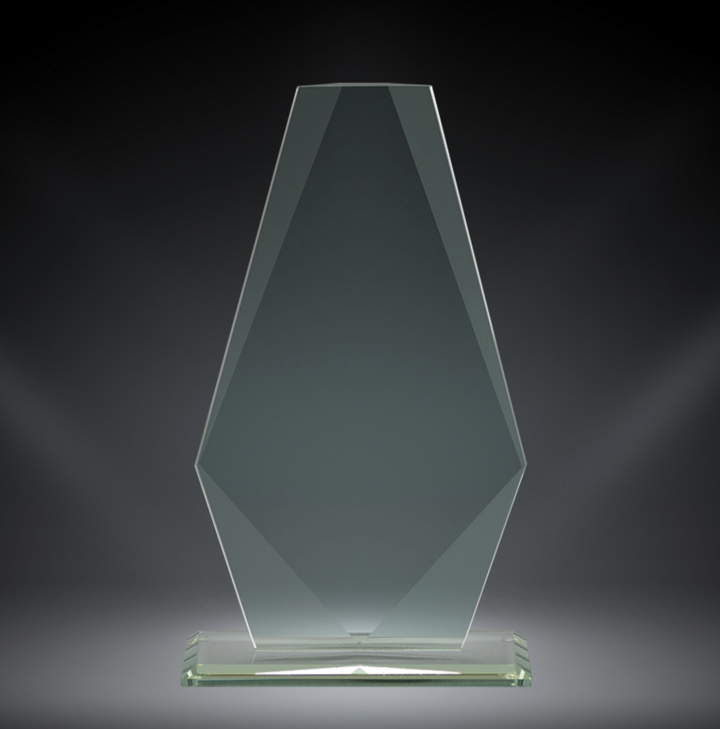 Cristal Vela 9 5/8" con grabado laser. Jade