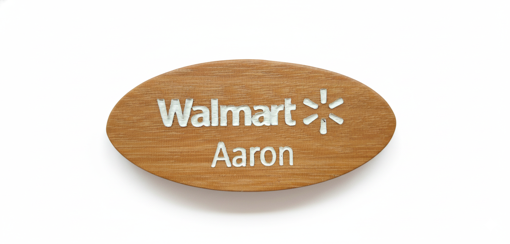 Gafete personalizado de madera de Almendro (ovalado)