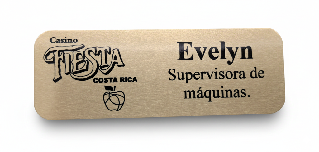 Gafete personalizado en aluminio sublimado 7 x 2.5 cm
