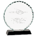 Cristal redondo facetado 5" con grabado laser.